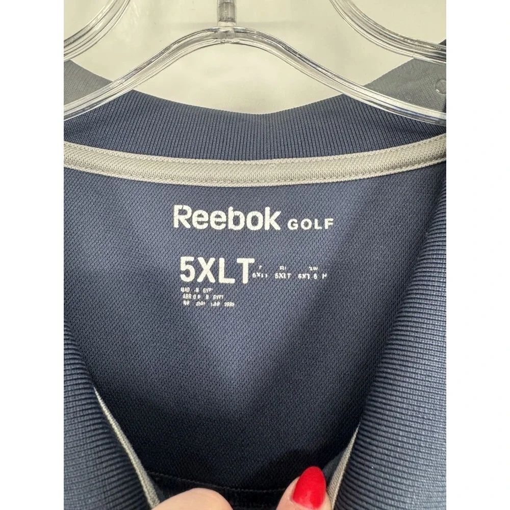 Reebok Golf Polo Shirt 5XL Tall 5XLT Navy Blue Short Sleeve Performance Collared